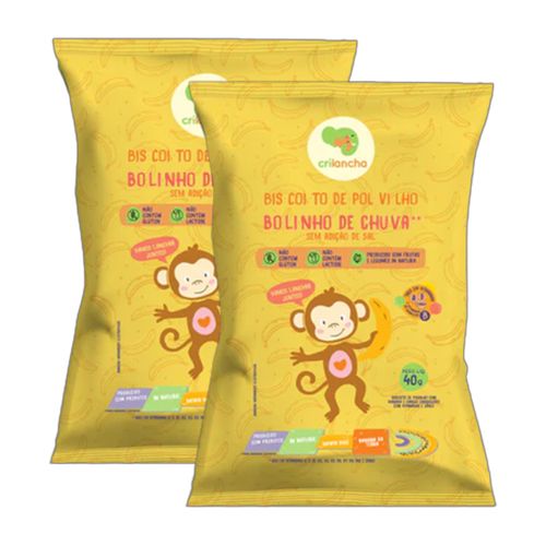 Kit 2X: Biscoito de Polvilho Bolinho de Chuva Vegano Crilancha 40g