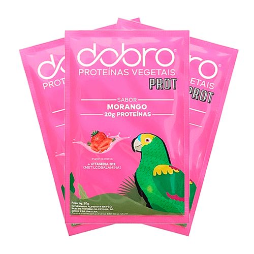 Kit 3X: Proteína Vegana Morango Sachê Dobro 30g Morango Kit 3X: Proteína Vegana Morango Sachê Dobro 30g Morango