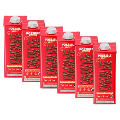 Kit 6X: Leite Vegetal de Castanha de Caju Chocolate Orgânico Possible 1L