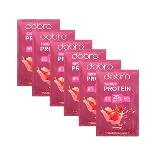 Kit 6X: Proteína Vegana Morango Sachê Dobro 30g Kit 6X: Proteína Vegana Morango Sachê Dobro 30g