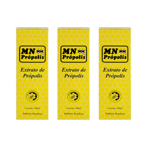 Kit 3X: Extrato de Própolis Amarelo MN Food 30ml