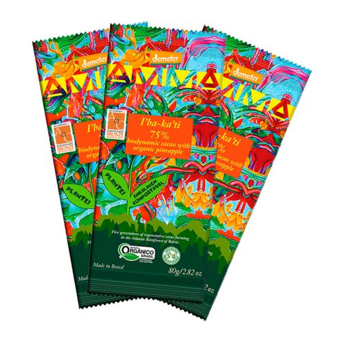 Kit 3X: Chocolate I'BA-KA'TI 75% Cacau com Abacaxi Biodinâmico Demeter Amma Chocolate 80g Kit 3X: Chocolate I'BA-KA'TI 75% Cacau com Abacaxi Biodinâmico Demeter Amma Chocolate 80g