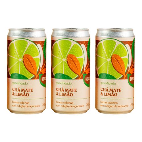 Kit 3X: Chá Mate com Limão Gaseificado Brazô 269ml Kit 3X: Chá Mate com Limão Gaseificado Brazô 269ml