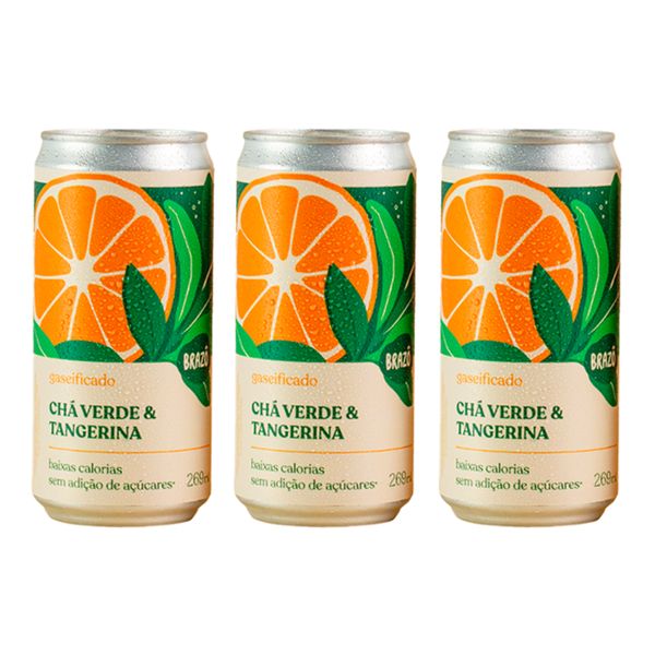 Kit 3X: Chá Verde com Tangerina Gaseificado Brazô 269ml