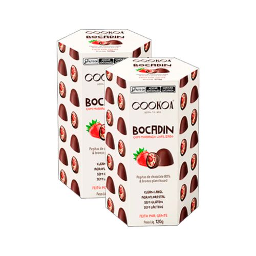Kit 2X: Pepitas de Chocolate Bocadin com Morango Cookoa 120g Kit 2X: Pepitas de Chocolate Bocadin com Morango Cookoa 120g