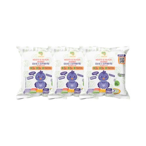 Kit 3X: Biscoito de Polvilho Couve e Espinafre Vegano Orgânico Crilancha 20g Kit 3X: Biscoito de Polvilho Couve e Espinafre Vegano Orgânico Crilancha 20g