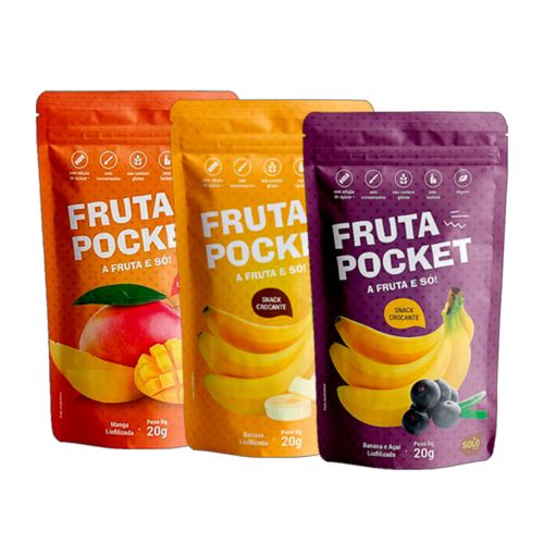 Kit 3 Snacks de Fruta Liofilizada Solo: Manga, Banana, Açaí com Banana Kit 3 Snacks de Fruta Liofilizada Solo: Manga, Banana, Açaí com Banana