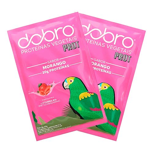 Kit 2X: Proteína Vegana Morango Sachê Dobro 30g Morango Kit 2X: Proteína Vegana Morango Sachê Dobro 30g Morango