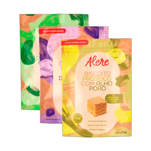 Kit 3 Biscoitos Sem Glúten Alere: Cajulinha, Castanha, Proteico Kit 3 Biscoitos Sem Glúten Alere: Cajulinha, Castanha, Proteico