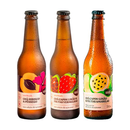 Kit 3 Chás Brazô 350ml: Hibisco, Frutas Vermelhas, Frutas Amarelas Kit 3 Chás Brazô 350ml: Hibisco, Frutas Vermelhas, Frutas Amarelas