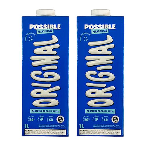 Kit 2X: Leite Vegetal de Castanha de Caju Original Orgânico Possible 1L