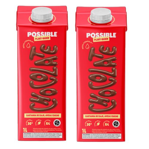 Kit 2X: Leite Vegetal de Castanha de Caju Chocolate Orgânico Possible 1L Kit 2X: Leite Vegetal de Castanha de Caju Chocolate Orgânico Possible 1L