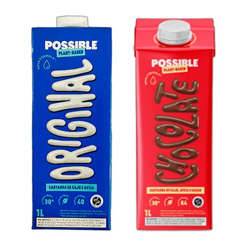 Kit 2 Leite Vegetal Possible: Original, Chocolate