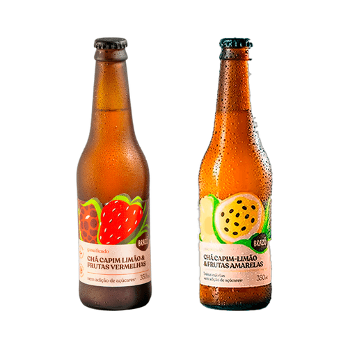 Kit 2 Chás de Capim Limão Brazô 350ml: Frutas Vermelhas, Frutas Amarelas Kit 2 Chás de Capim Limão Brazô 350ml: Frutas Vermelhas, Frutas Amarelas