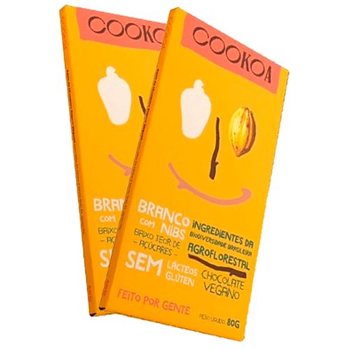 Kit 2X: Chocolate Branco com Nibs Vegano Cookoa 80g Kit 2X: Chocolate Branco com Nibs Vegano Cookoa 80g