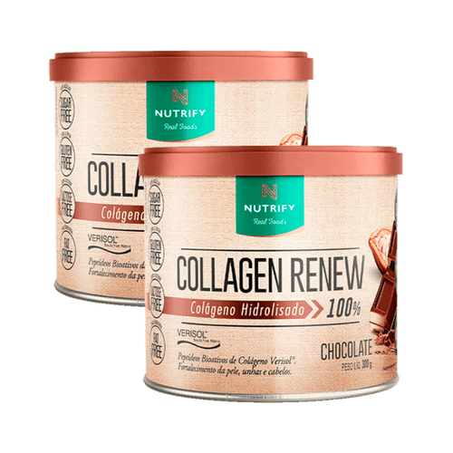 Kit 2X: Collagen Renew Colágeno Hidrolisado Chocolate Nutrify 300g