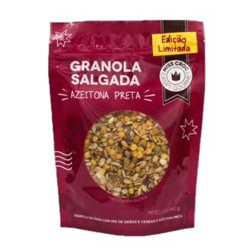 Granola Salgada Azeitona Preta Sem Glúten Miss Croc 140g Granola Salgada Azeitona Preta Sem Glúten Miss Croc 140g