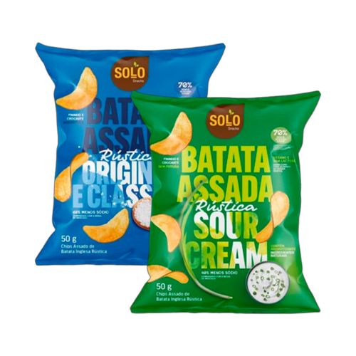 Kit 2 Chips de Batata Rústica Solo: Original, Sour Cream