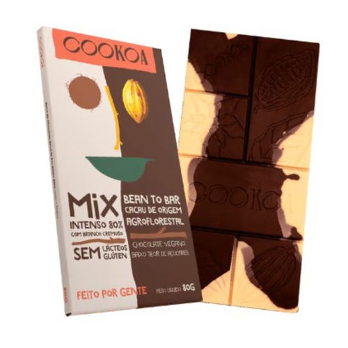 Chocolate Mix Intenso 80% e Branco Cremoso Vegano Cookoa 80g Chocolate Mix Intenso 80% e Branco Cremoso Vegano Cookoa 80g