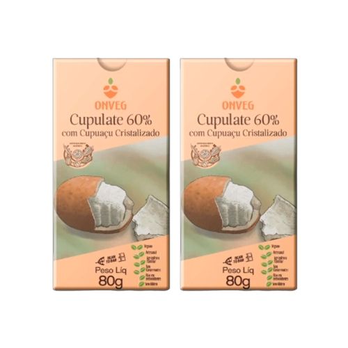 Kit 2X: Cupulate 60% com Cupuaçu Cristalizado Onveg 80g