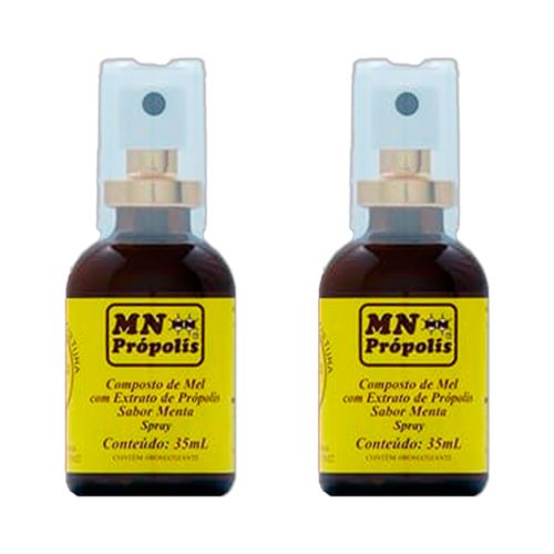 Kit 2X: Composto de Mel e Extrato de Própolis Sabor Limão e Menta Spray MN Food 35ml