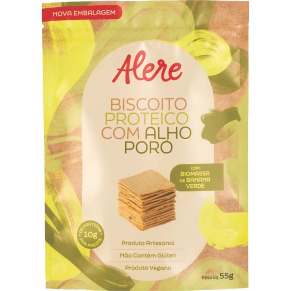 Biscoito Proteico com Alho Poró Sem Glúten Alere 55g