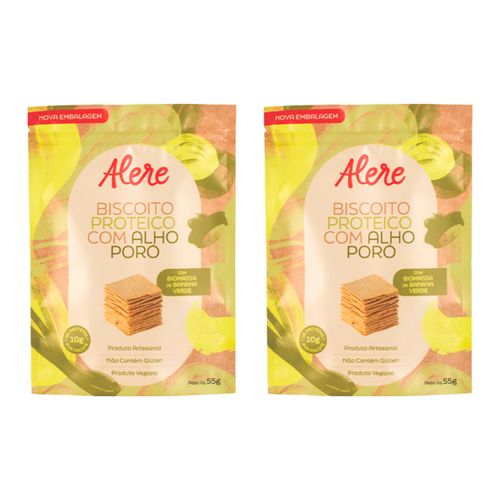 Kit 2X: Biscoito Proteico com Alho Poró Sem Glúten Alere 55g