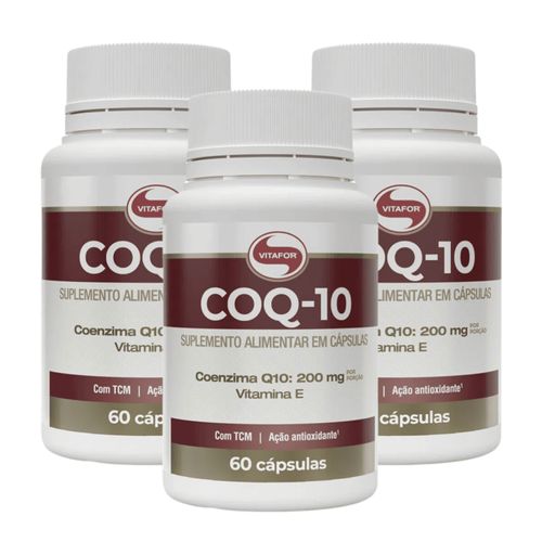 Kit 3 Coenzima Q10 200mg Vitamina E TCM Antioxidante 60 Caps Vitafor Kit 3 Coenzima Q10 200mg Vitamina E TCM Antioxidante 60 Caps Vitafor
