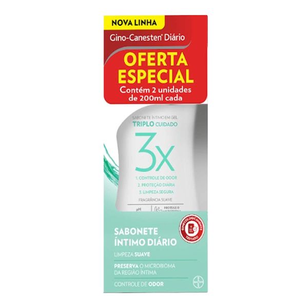 Kit Sabonete Íntimo Gino Canesten Triplo Cuidado 2 Unidades de 200ml