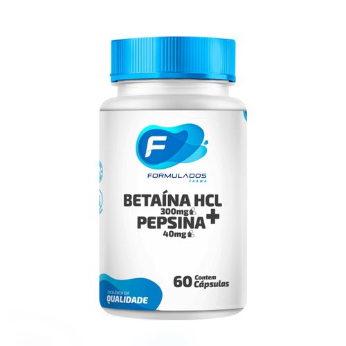 Betaína Hcl 300mg + Pepsina 40mg 60 Cápsulas Betaína Hcl 300mg + Pepsina 40mg 60 Cápsulas