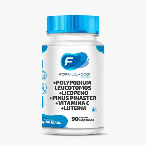 Polypodium Leucotomos 300mg + Licopeno 10mg + Pinus Pinaster 150mg + Vitamina C 50mg + Luteina 10mg 90 Cápsulas Polypodium Leucotomos 300mg + Licopeno 10mg + Pinus Pinaster 150mg + Vitamina C 50mg + Luteina 10mg 90 Cápsulas