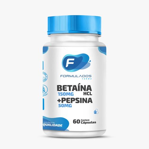 Cloridrato De Betaína hcl 150 mg + Pepsina 50 mg 60 Cápsulas Cloridrato De Betaína hcl 150 mg + Pepsina 50 mg 60 Cápsulas