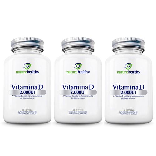 COMBO c/ 3 - VITAMINA D 2.000UI c/ 60 NATURE HEALTHY COMBO c/ 3 - VITAMINA D 2.000UI c/ 60 NATURE HEALTHY