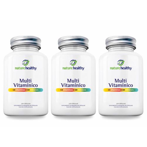 COMBO c/ 3 - MULTIVITAMÍNICO 13 VITAMINAS + 10 MINERAIS c/ 120 NATURE HEALTHY COMBO c/ 3 - MULTIVITAMÍNICO 13 VITAMINAS + 10 MINERAIS c/ 120 NATURE HEALTHY