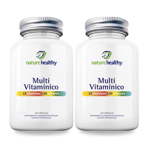 COMBO c/ 2 - MULTIVITAMÍNICO 13 VITAMINAS + 10 MINERAIS c/ 120 NATURE HEALTHY