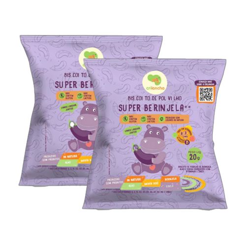 Kit 2X: Biscoito de Polvilho Super Berinjela Vegano Crilancha 20g Kit 2X: Biscoito de Polvilho Super Berinjela Vegano Crilancha 20g