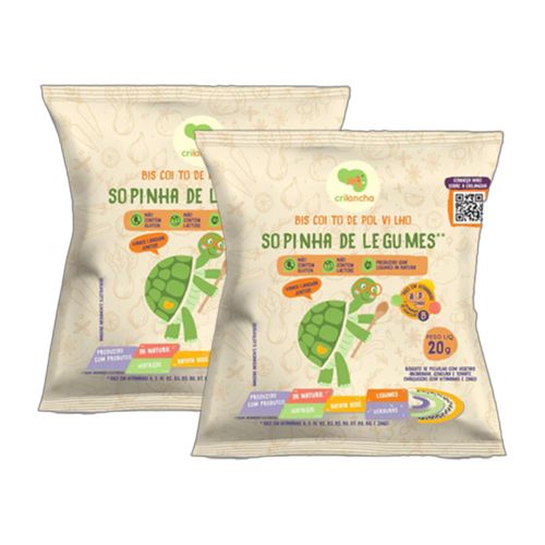 Kit 2X: Biscoito de Polvilho Sopinha de Legumes Vegano Crilancha 20g Kit 2X: Biscoito de Polvilho Sopinha de Legumes Vegano Crilancha 20g