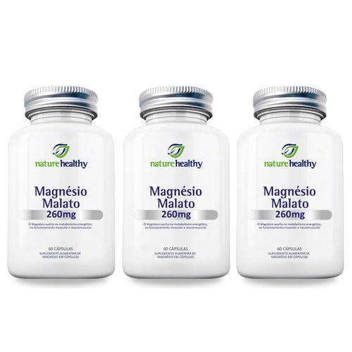 COMBO c/ 3 - MAGNÉSIO MALATO 260MG c/ 60 NATURE HEALTHY COMBO c/ 3 - MAGNÉSIO MALATO 260MG c/ 60 NATURE HEALTHY