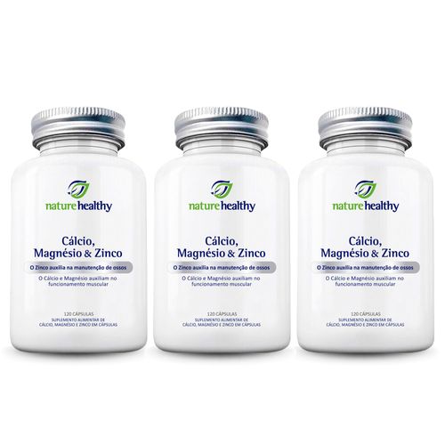 COMBO c/ 3 - CÁLCIO, MAGNÉSIO & ZINCO c/ 120 NATURE HEALTHY