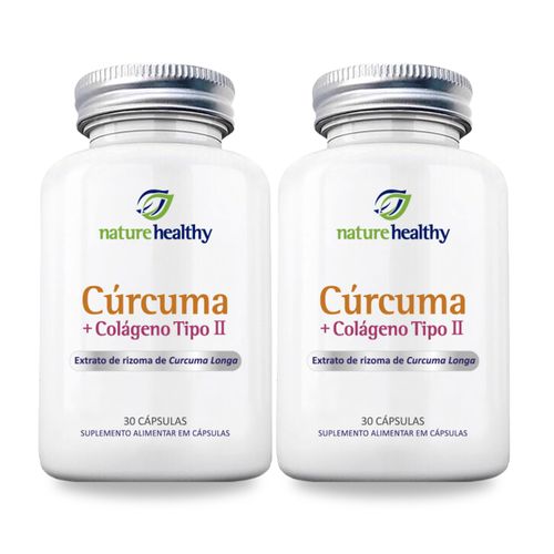 COMBO c/ 2 - EXTRATO DE CÚRCUMA LONGA 130MG + COLÁGENO TIPO II 40MG c/ 30 NATURE HEALTHY COMBO c/ 2 - EXTRATO DE CÚRCUMA LONGA 130MG + COLÁGENO TIPO II 40MG c/ 30 NATURE HEALTHY