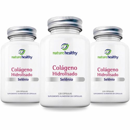 COMBO c/ 3 - COLÁGENO HIDROLISADO 400MG + SELÊNIO 60MCG c/ 120 NATURE HEALTHY