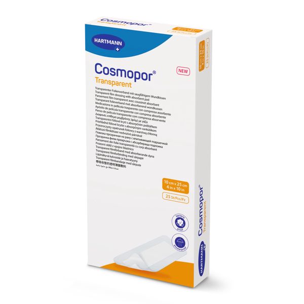 Curativo Filme Transparente com Compressa Absorvente Cosmopor - 10x25cm Kit 10un - Hartmann
