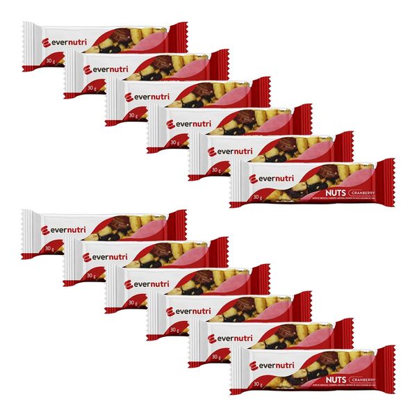 Kit Barra De Nuts Cranberry Ever Nutri 30g 12 Unidades