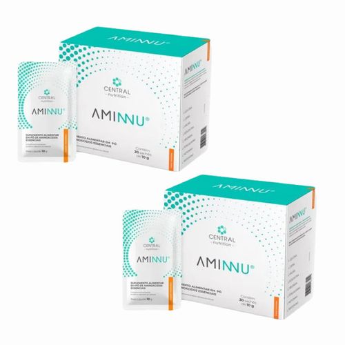 2x Aminnu Eaas 10g- 30 Sachês- Central Nutrition- Tangerina Tangerina