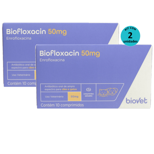Kit 2 Biofloxacin 50mg C/ 10 Comprimidos- Biovet Kit 2 Biofloxacin 50mg C/ 10 Comprimidos- Biovet