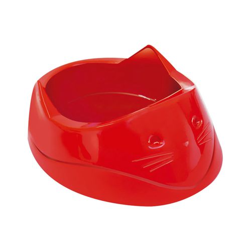 Comedouro Plástico Furacão Pet Cara de Gato 200ml - Vermelho