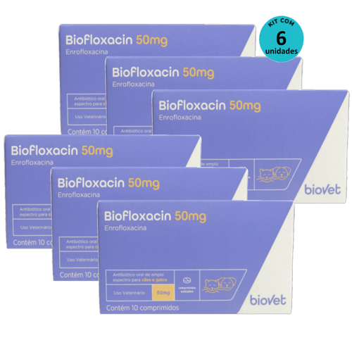 Kit 6 Biofloxacin 50mg C/ 10 Comprimidos- Biovet