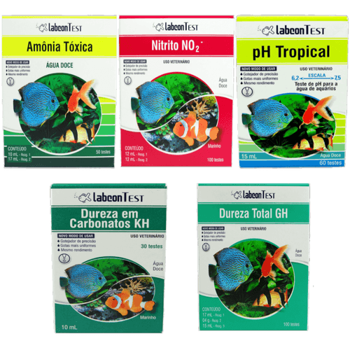 Amônia Água Doce + Nitrito + PH Topical + Dureza KH + Dureza GH