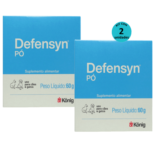 Kit 2 Suplemento Alimentar Defensyn Pó König 60g p/ Cães e Gatos