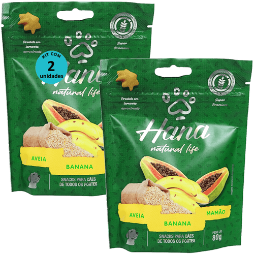 HANA NATURAL LIFE AVEIA BANANA MAMÃO 80G SNACKS PARA CÃES ADULTOS KIT C/ 2 HANA NATURAL LIFE AVEIA BANANA MAMÃO 80G SNACKS PARA CÃES ADULTOS KIT C/ 2